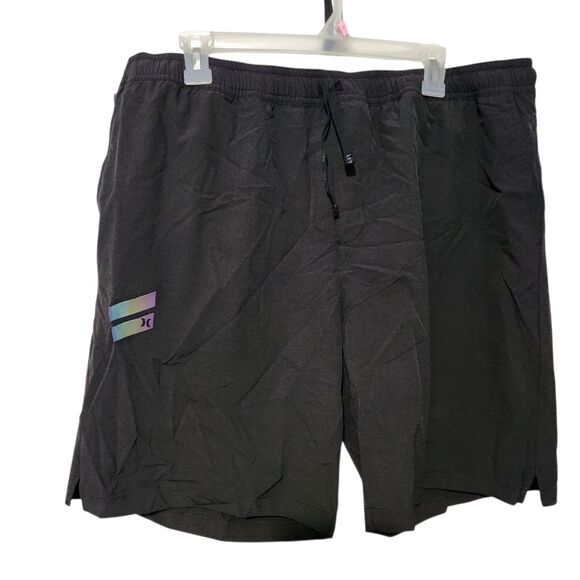 Hurley Shorts Size XXL Black Zip Pocket Quick Dry Stretch Reflective Logo - Picture 1 of 11